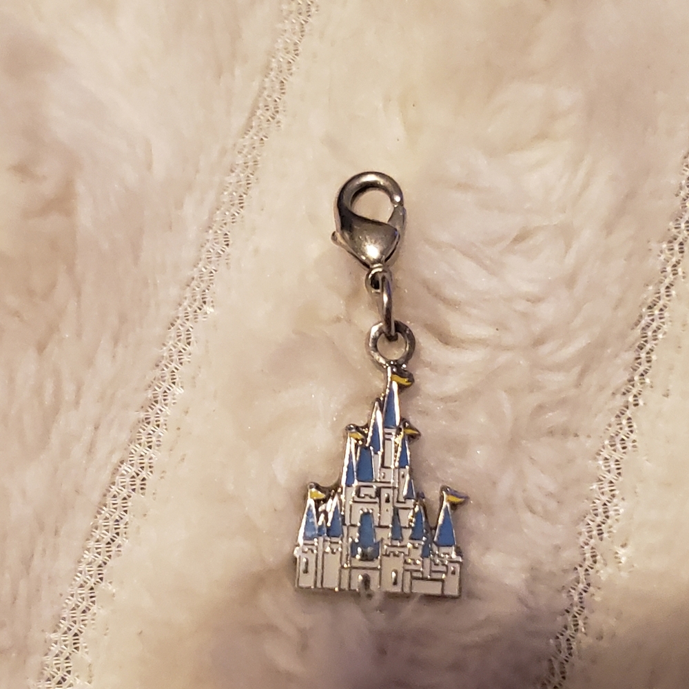 2/ $39 Disney Vintage Genuine Silver & Blue Castle Charm Deadstock